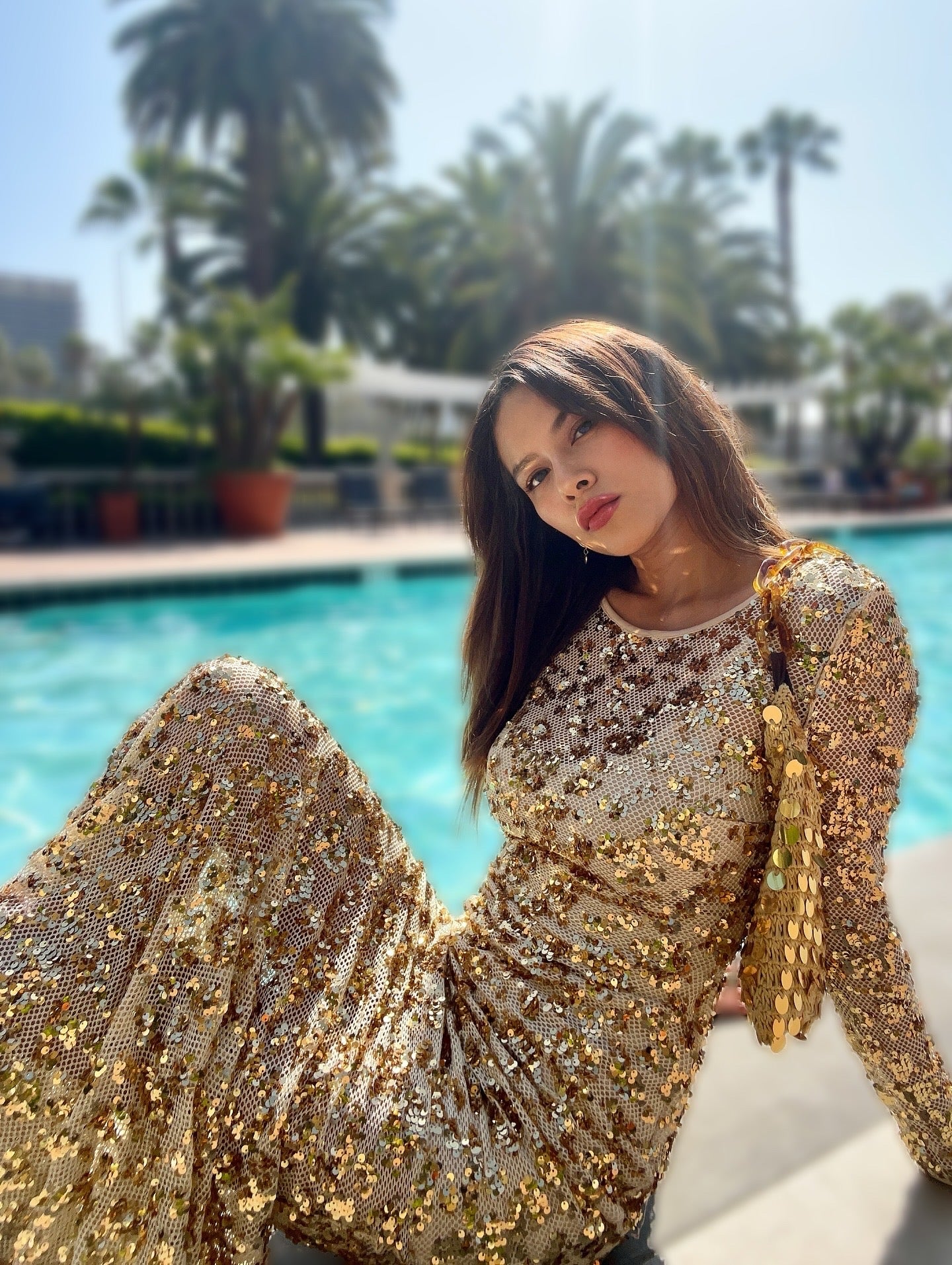 APHRODITE GOLD SEQUINS MAXI DRESS